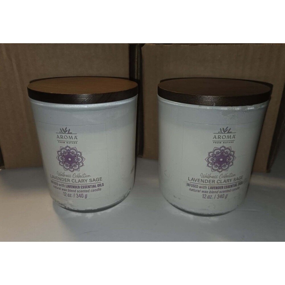 Lot Of 2 House of Velas "Aroma From Nature" candles Lavender Clary Sage 12 Oz